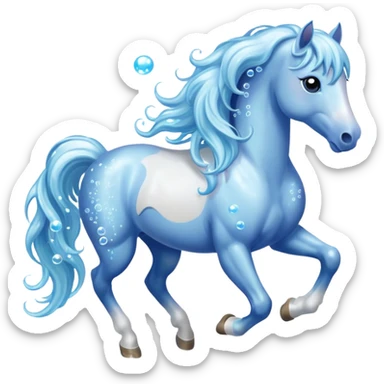 A magical horse made entirely of transparent bubbles and water, with a flowing mane of small bubbles sticker
