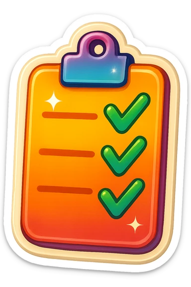 cute and vibrant sticker of a clipboard with checkmarks sticker