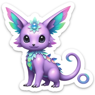 Multicolored sparkly pastel dark iridescent light pale gloomy spooky cute adorable pretty cool elegant realistic floral exotic Fakémon-Pokémon-Digimon-Trico, full body sticker