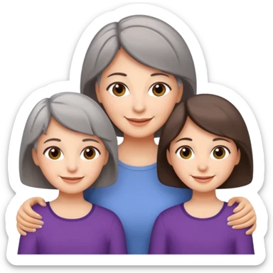 A mum with short Gray hair and her two adult daughters with brown hair sticker
