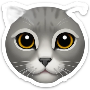 Gato Scottish fold gris oscuro con orejas hacia abajo sticker