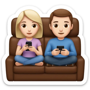 A couple sitting on a sofa watching a movie sticker