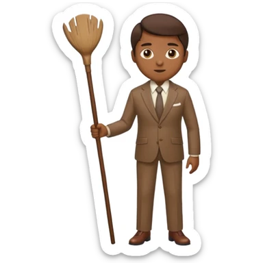 Give me a brown suit with stick just the clothes and add a stick beside sticker