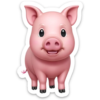 cinematic-[realistic pig]-realistic-full-body-standing-emoji,-tail-flicking-lazily,-head-tilted-dramatically,-sleek-[pink]-skin,-simplified-yet-realistic-focused-features,-highly-detailed,-glowing-with-an-almost-sarcastic-glow sticker