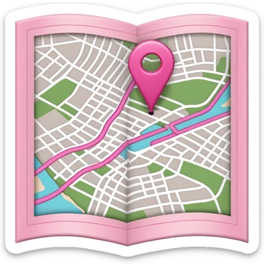 mix pink of a big gps paper map of the lines sticker