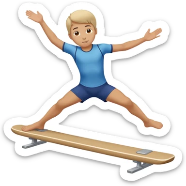 balance beam with a boy balancing on top flipping sticker