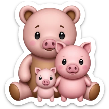 teddy bear and a little pig sticker