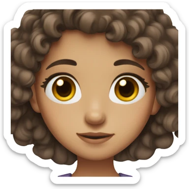 Girl with long wavy brown hair and big brown eyes with long lashes sticker