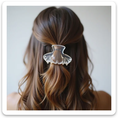 realistic hairclip, transparent acrylic, photorealistic style sticker