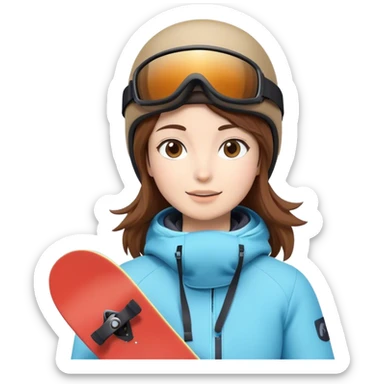 Woman with brown hair snowboarding in Japan 3d sticker