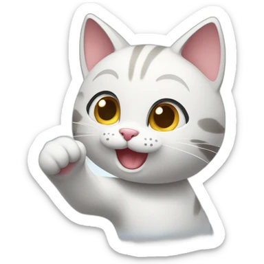 kitty waving her paws in greeting sticker