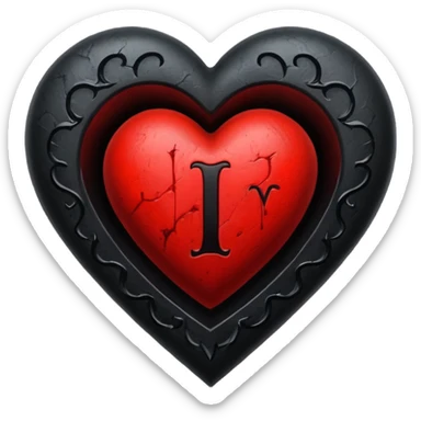 Can you make a heart with a gothic design, I want black and blood red colors . I want the letter I in the middle of the heart sticker