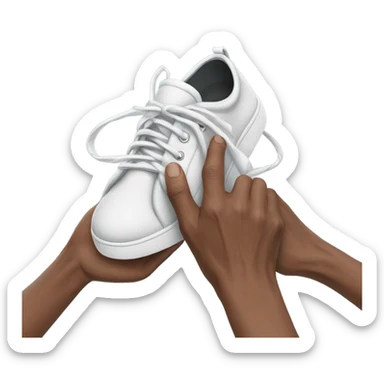 Make a shoe with a person trying to tie the shoes sticker