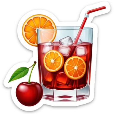 Mach mir einen Cherry Negroni mit viel Eiswürfeln und nur einer einzigen Scheibe Orange im Glas und einer Kirsche als Deko sticker