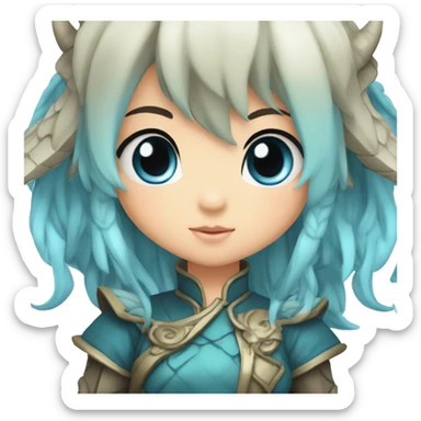 I want you to create an anime dragon chibi girl with blue eyes emote sticker