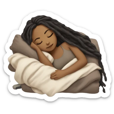 Brown girl with black brown ombré dreadlocks hair and light skin sleeping with blanket on sticker
