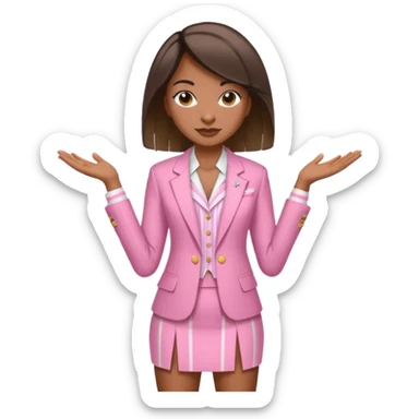 African American woman with kink straight hair In a pink and white pin stripe blazer short skirt set  sticker