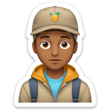 a young man with a very urban-style cap, with unfamiliar colors sticker