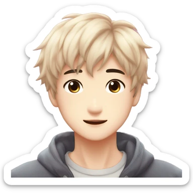 Gorgeous bright sparkly romantic Asian anime gentle man with blushing face aesthetic trending style outside sticker