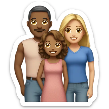 a family consisting of an interracial couple with 2 kids sticker