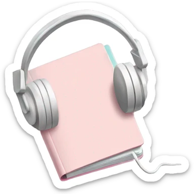 Cute pastel pink note book with headphones laying on it sticker