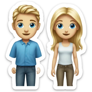 blue eyed girl and boy sticker