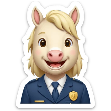 Laughing horse who is a smart bank clerk but laughing sticker