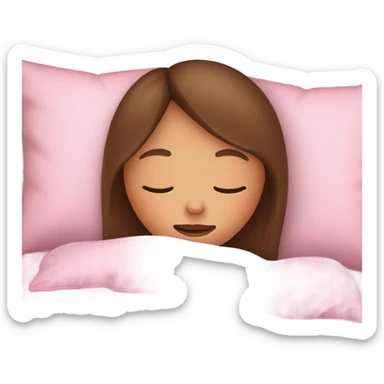 Brown haired girl, in pink pajamas, sleeping on pillow  sticker