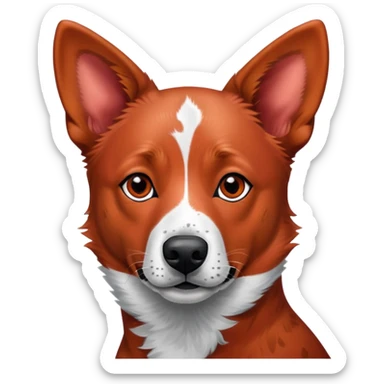 head shot of a red heeler cattle dog with speckled red coat and pointed ears sticker