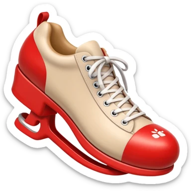 3D Apple-style emoji of a shoe with a foot inside, stepping and showing a clear shoe print below. and leg







 sticker