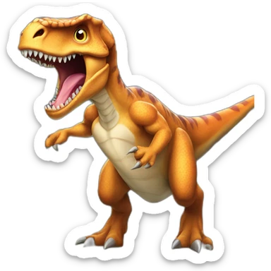 dinosaur rampaging in a library sticker