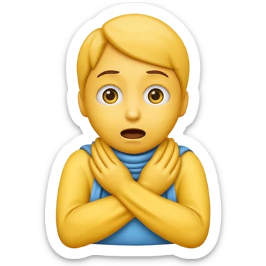 Emoji having hands wrapped around their neck and their eyes looking up  sticker