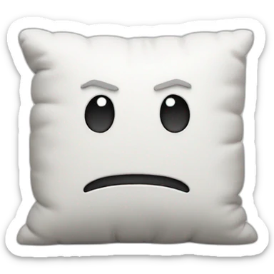 a white fluffy pillow with an angry face with boxing gloves as little hands on the sides sticker