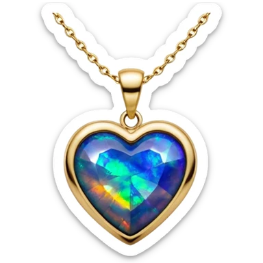 Hyperrealism, gorgeous black opal gemstone heart shaped charm, 14k sparkling Gold necklace sticker