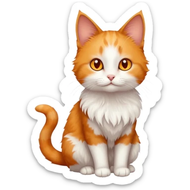 full body of tiny + skinny ginger and white cat with deep orange eyes sticker