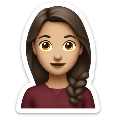 girl brunette in burgundy colors sticker