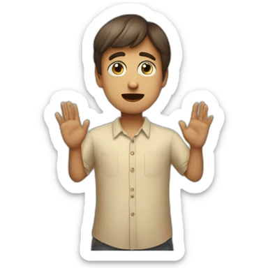 It was not me, I am innocentconfused nervous little man raising palms up in surrender and staring sticker