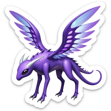 Shiny celestial divine flying ethereal gloomy dusky eldritch Genesect-Lunala-hybrid-fantasy-creature sticker