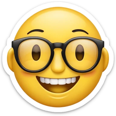 standard emoji with black glasses and gleaming teeth sticker