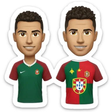 Ronaldo head with teeshirt of portugal sticker