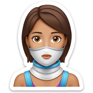 Tan brunette with a neck brace sticker
