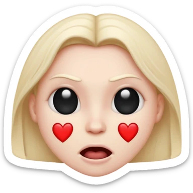 mad emoji with black hearts around head sticker