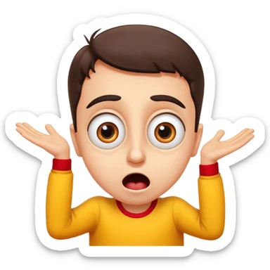 “Funny Spanish cartoon character with big expressive eyes, over-the-top reactions, bright colors, exaggerated comedy pose, cute but chaotic energy, meme-style, perfect for viral videos.” sticker