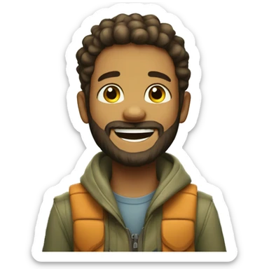 cheerful boy in nature add braces and fuller beard sticker