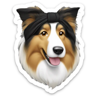 Rough collie in a black bandanna  sticker
