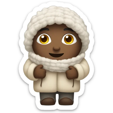 Warm Hug Emoji – A cozy, open-armed character with a fluffy scarf, conveying a hug that feels like being wrapped in a blanket. sticker