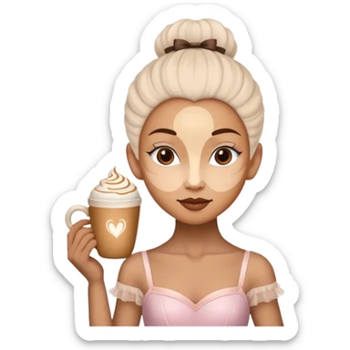 Bailarina de ballet con cabeza de un café capuchino sticker