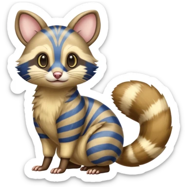 Gold and cobalt-blue-striped Furret-Sentret-Genet-Civet-Cacomistl-hybrid-fusion (full body) sticker