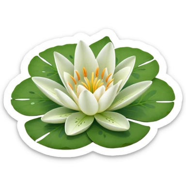 a pretty lily flower on a green circle lilypad sticker