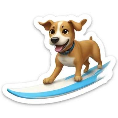 A dog surfing a wave in the summer sticker